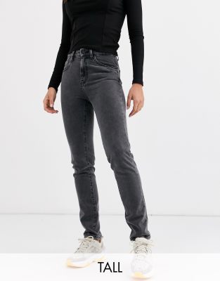 washed black straight leg jeans