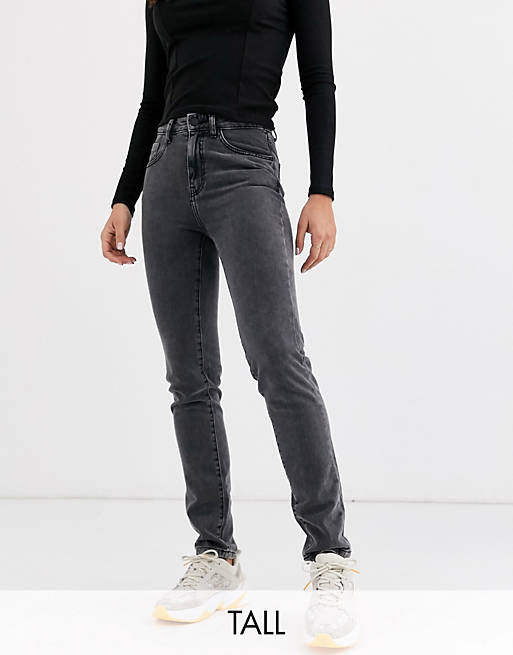 Noisy May Tall straight leg jeans in washed black