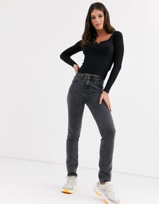 tall black straight leg jeans