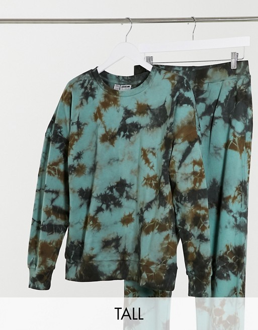 Noisy May Tall exclusive sweater co-ord in green and black tie dye
