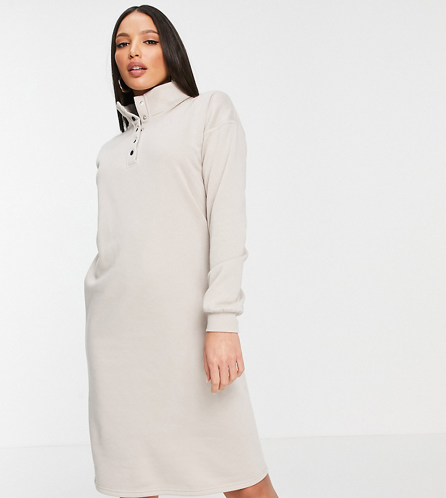 Noisy May Tall sweatshirt dress with high neck in beige-Neutral