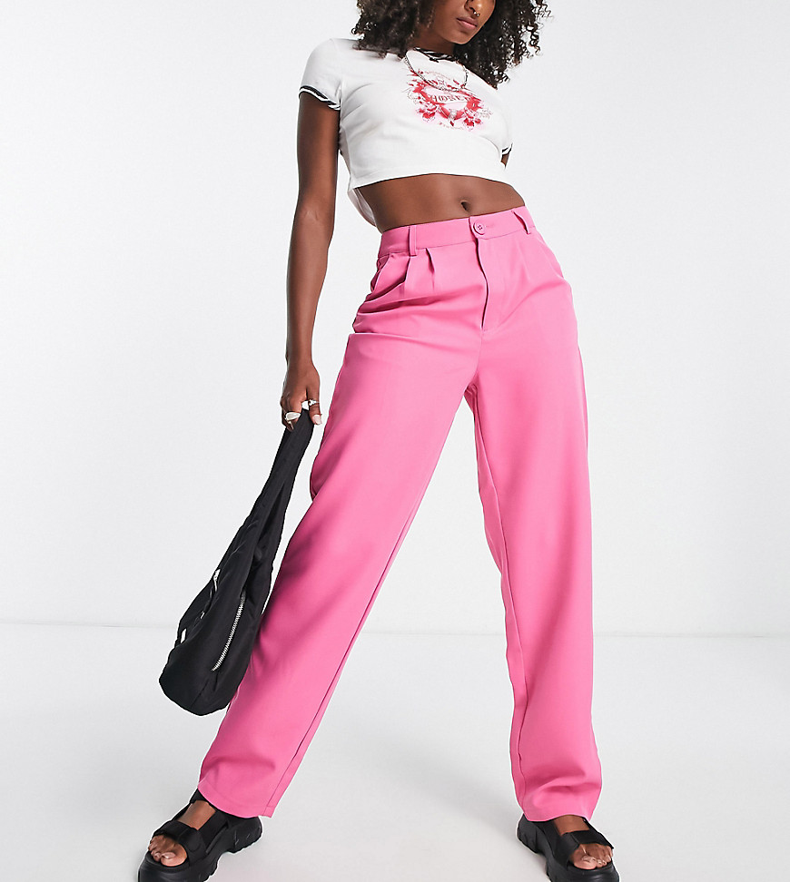 Noisy May Tall tailored dad trousers in pink
