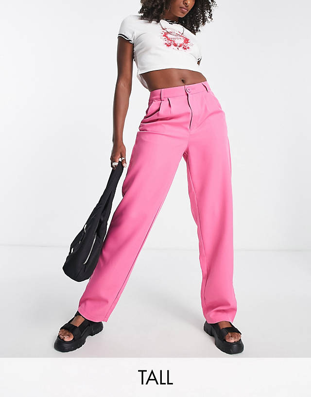 Noisy May Tall - tailored dad trousers in pink
