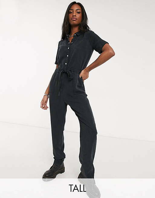 compact realiteit Sophie Noisy May Tall utility tie front jumpsuit in black | ASOS