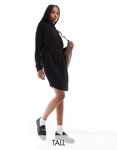 Noisy May Tall - Vestito maglia corto nero allacciato in vita accollato - view 1