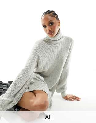 JDY Tall Noisy May Tall wide sleeve midi jumper dress in beige-Neutral