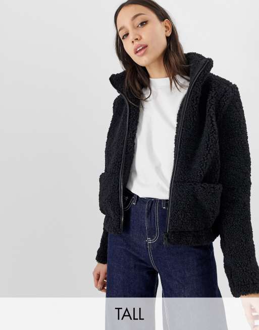 Noisy May Tall zip through teddy bomber | ASOS