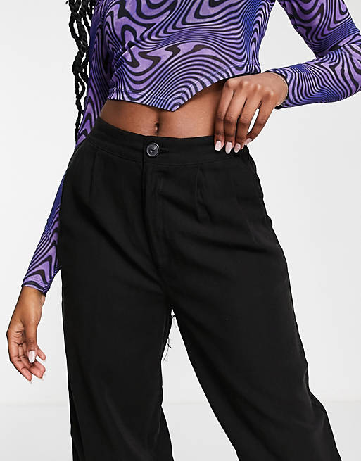 Trousers & Leggings Noisy May tapered high waisted trousers in black 