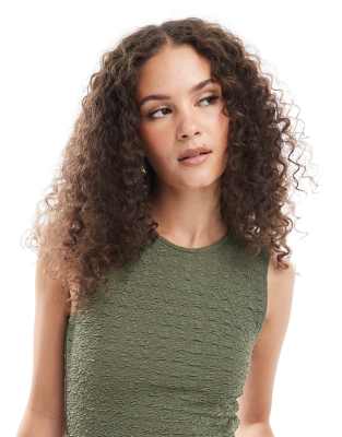 Noisy May Noisy May textured tank top khaki-Green
