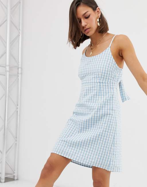 Noisy May tie back gingham mini dress | ASOS