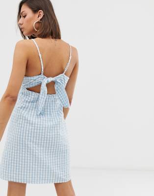 blue gingham mini dress