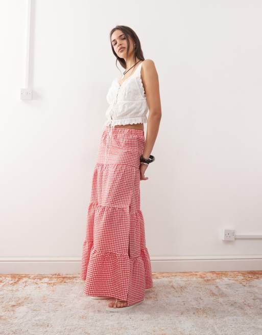 Noisy May tie front broderie top in white
