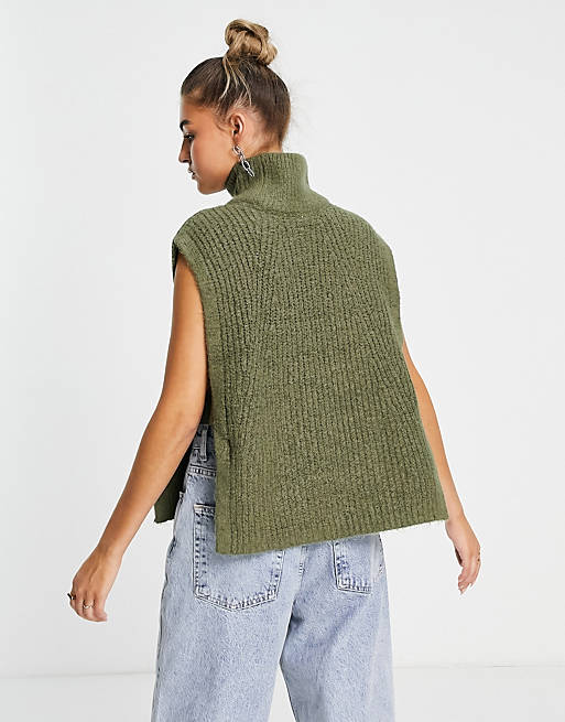  Noisy May tie side knitted vest in green 