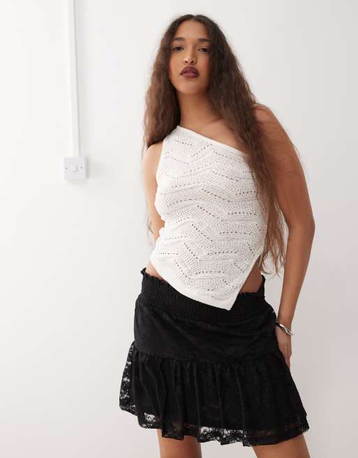 Noisy May tiered lace mini skirt in black , 2 of 5
