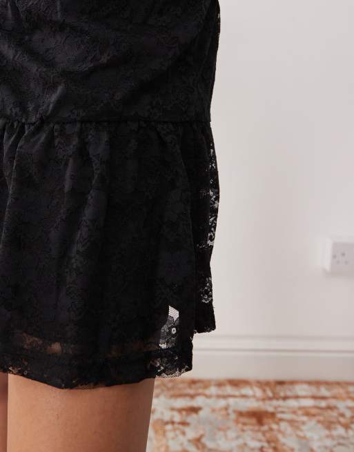 Noisy May tiered lace mini skirt in black , 5 of 5