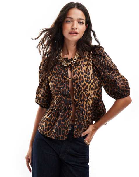 Noisy May - Top con stampa leopardata allacciato sul davanti - view 1
