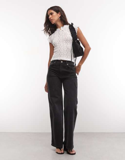 Noisy May top in pizzo con colletto alla coreana bianco, 3 di 4