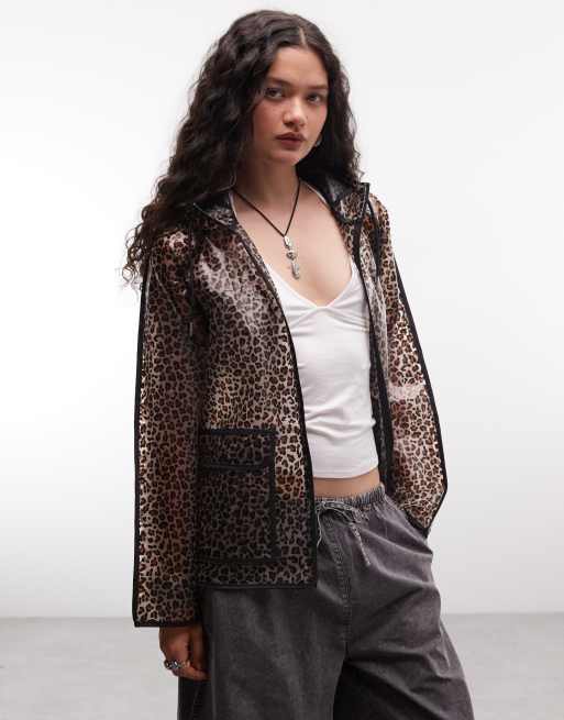 Noisy May – Transparente Regenjacke mit Kapuze und Tierfellmuster, 2 von 4