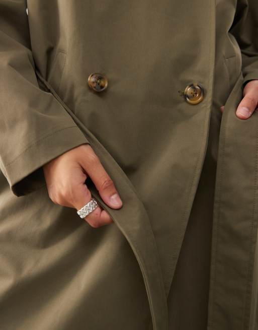 Noisy May trench coat in khaki green | ASOS