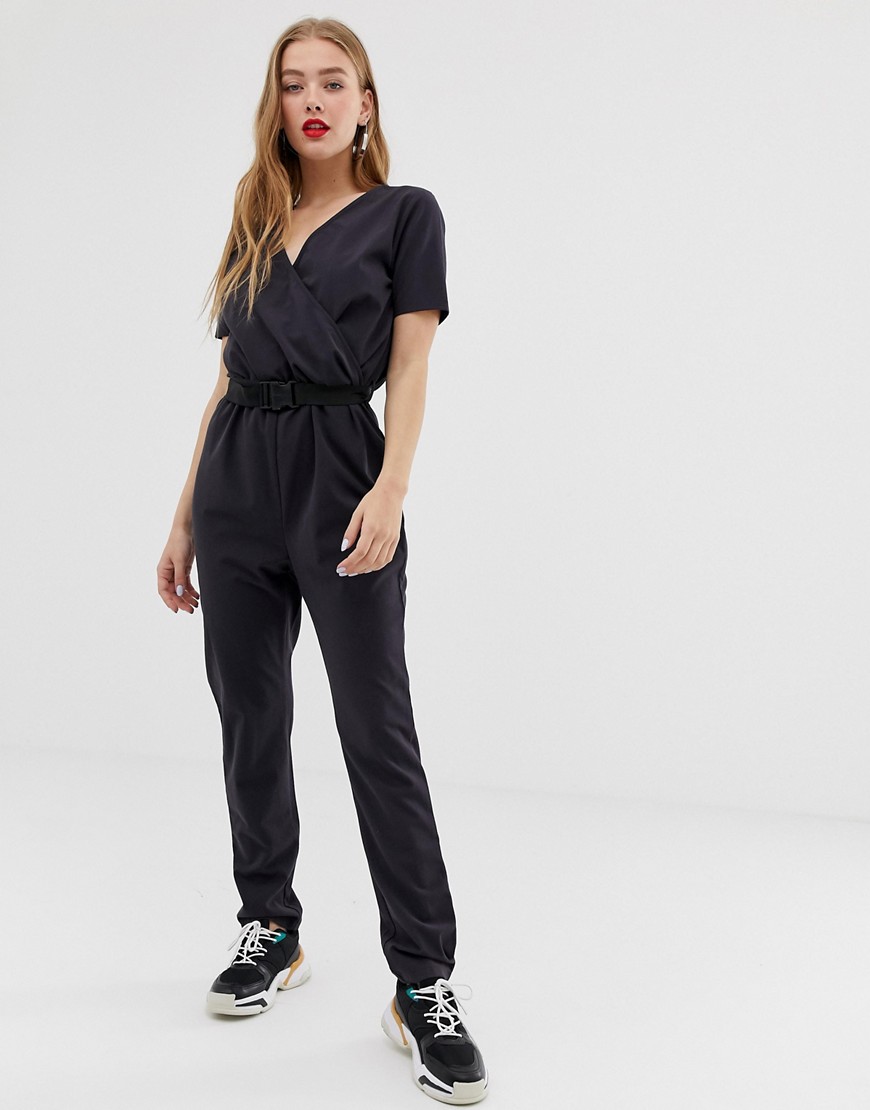 Noisy May utility buckled jumpsuit-Black