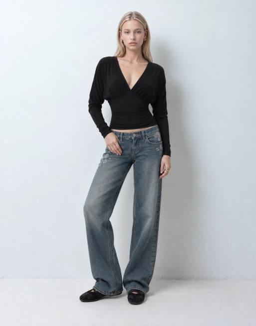 Noisy May v-neck cinch top in black, 6 of 10