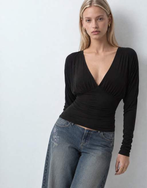 Noisy May v-neck cinch top in black, 7 of 10