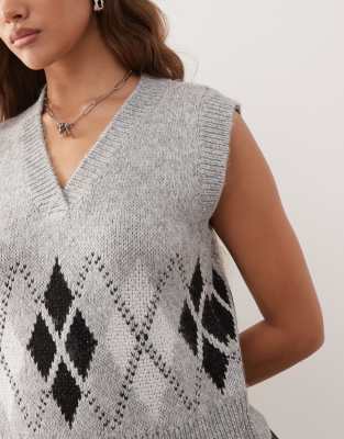 Noisy May V Neck Loose Vest In Burgundy