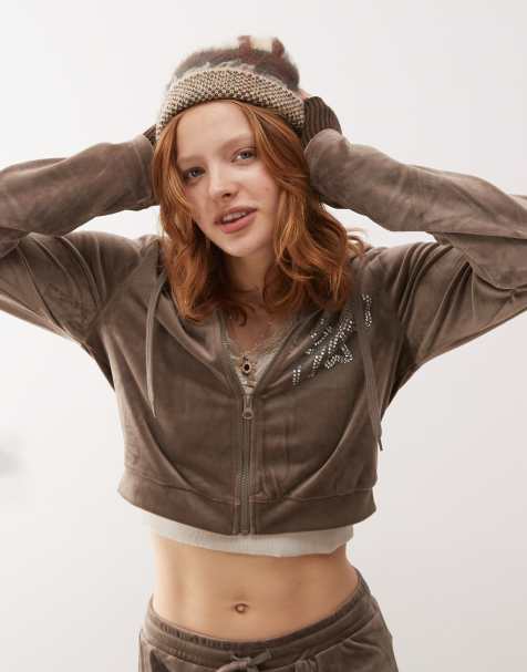 Noisy May velour co-ord in mink - view 1