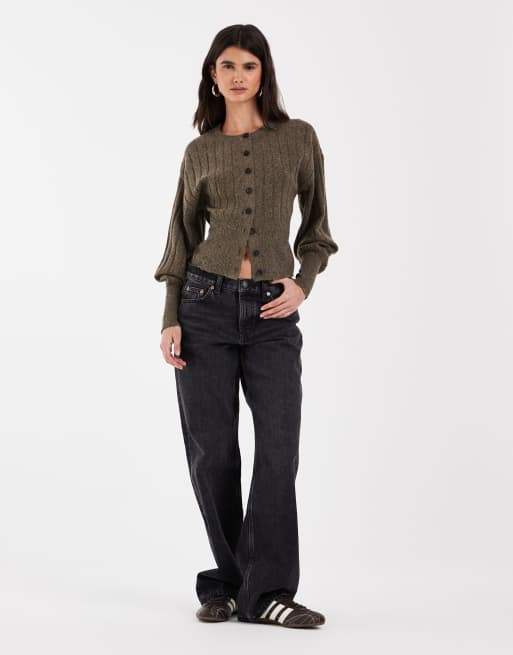 Noisy May vest met tailleband in bruin, 2 van 4