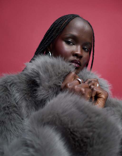 Manteau Gris Fausse Fourrure Noisy May Veste En Fausse Fourrure