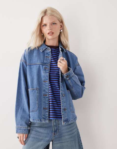 Noisy May - Veste en jean coupe carrée - Bleu moyen - view 1