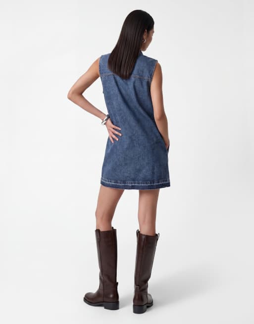 Noisy May - Vestito di jeans senza maniche blu medio, 3 di 4