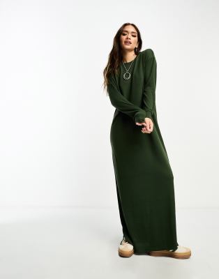 Noisy May - Vestito lungo kaki a maniche lunghe