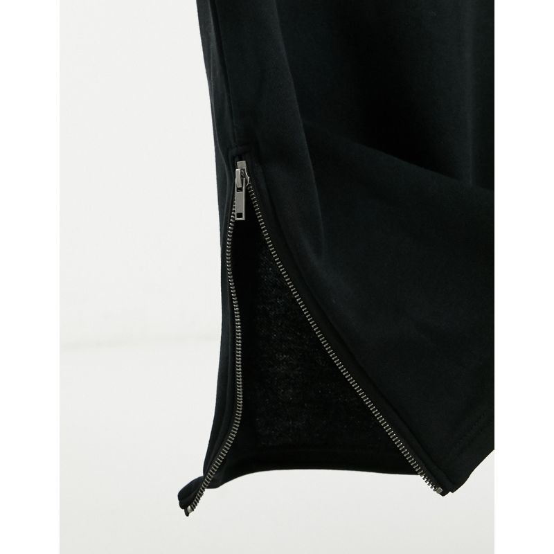 Donna Vestiti longuette Noisy May - Vestito midi felpato nero con cappuccio e cerniera lampo laterale