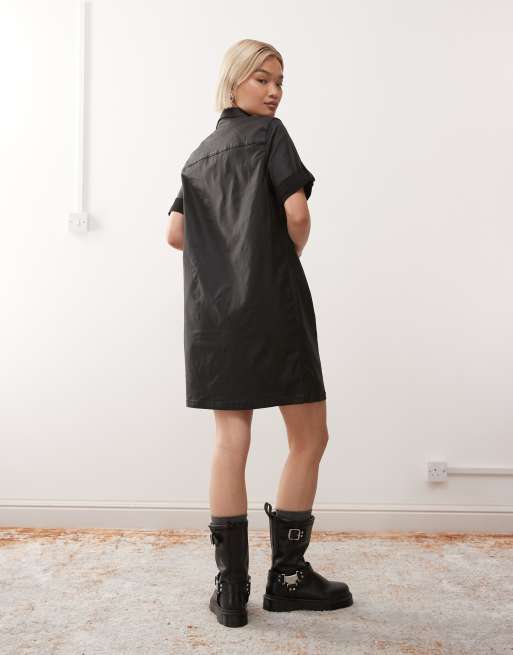 Noisy May - Vestito nero spalmato con bottoni, 4 di 4