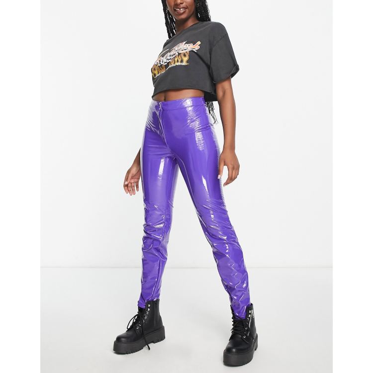 Rebellious Fashion shiny vinyl PU leggings in black