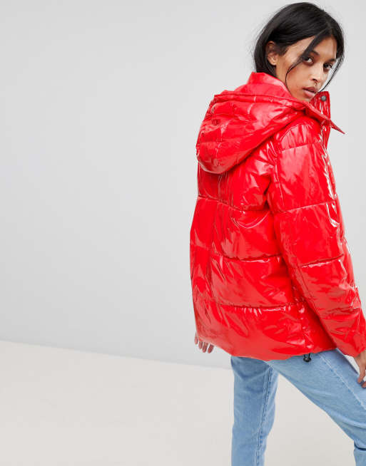 Noisy may vinyl padded jacket hotsell