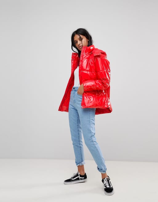 Noisy may shop vinyl padded jacket