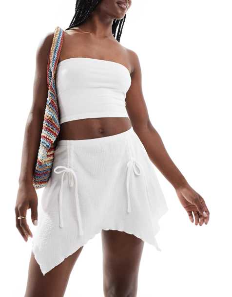 Noisy May waterfall mini skirt in cream - view 1