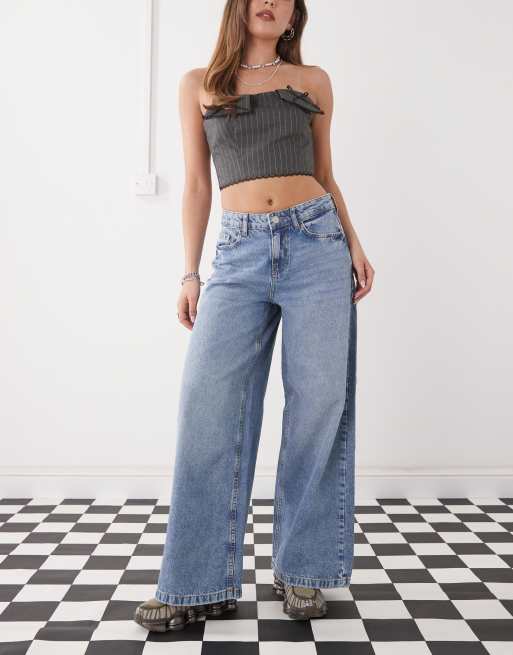 Noisy May – Weite Jeans in hellblauer Waschung