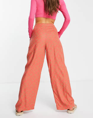 coral wide leg trousers