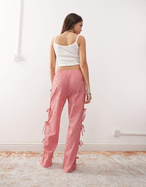 Thai Hill Tribe Fabric Women's Harem Pants with Ankle Straps
