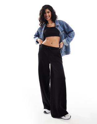 wide leg sweatpants in black - part of a set