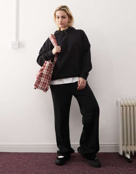 Noisy May wide leg sweatpants in black - part of a set - view 1