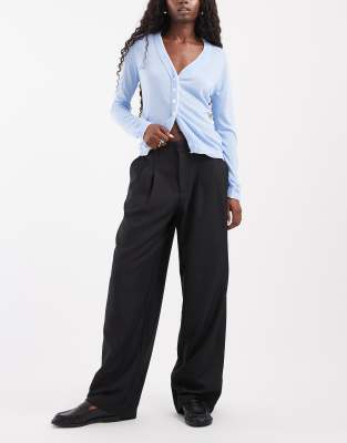 Noisy May Wide Leg Tailored Pants In Black