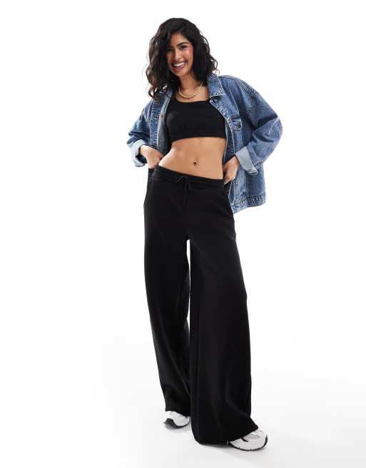 Noisy May wide leg trackies (part of a set) in black