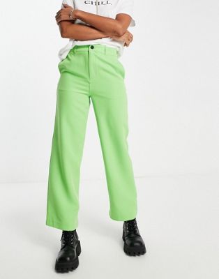 Noisy May wide leg trousers co-ord in lime green