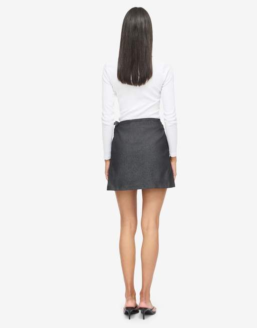 Noisy May Wrap Mini Skirt in Grey Denim, 2 of 6