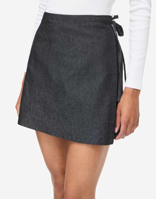 Noisy May Wrap Mini Skirt in Grey Denim, 4 of 6