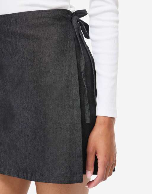 Noisy May Wrap Mini Skirt in Grey Denim, 5 of 6